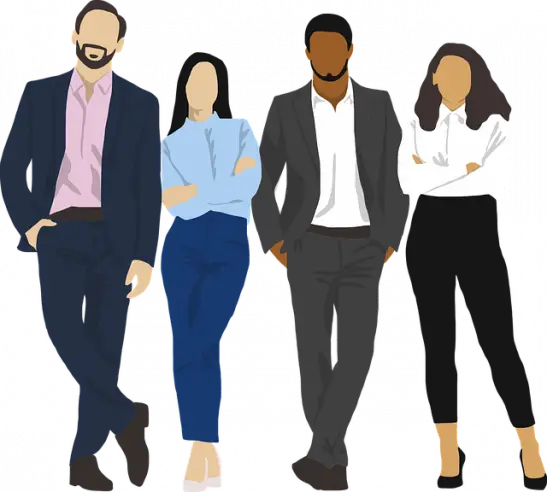 commercial clean, group standing